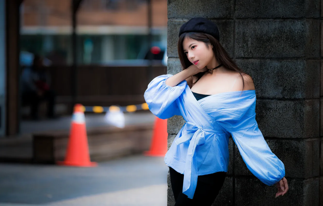 Photo wallpaper girl, pose, Asian, cutie