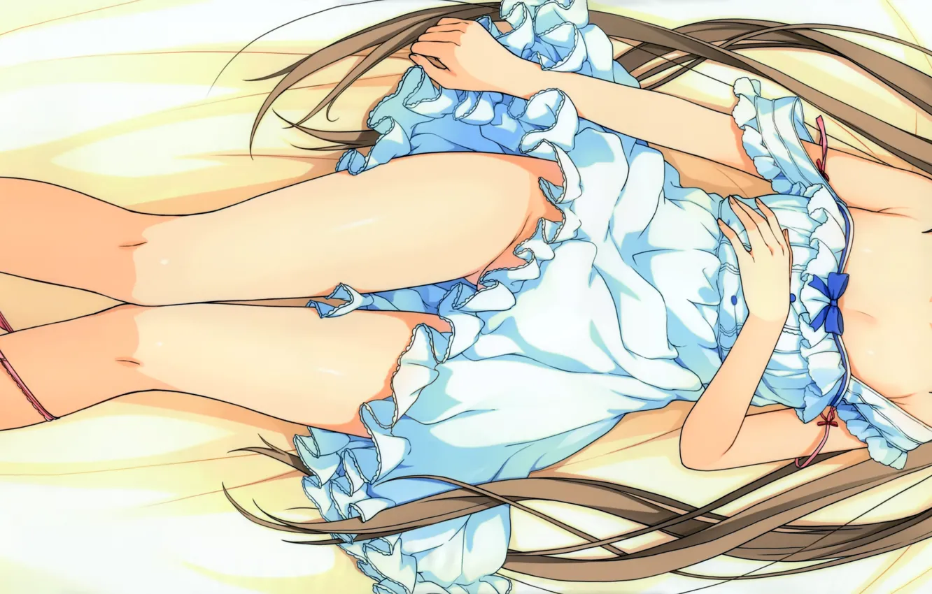 Photo wallpaper girl, sexy, lingerie, cleavage, panties, long hair, dress, boobs