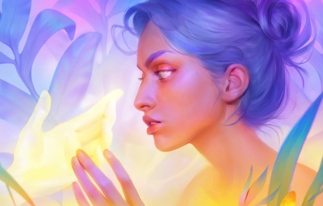 Photo wallpaper girl, hands, white eyes, by tubik-kraski