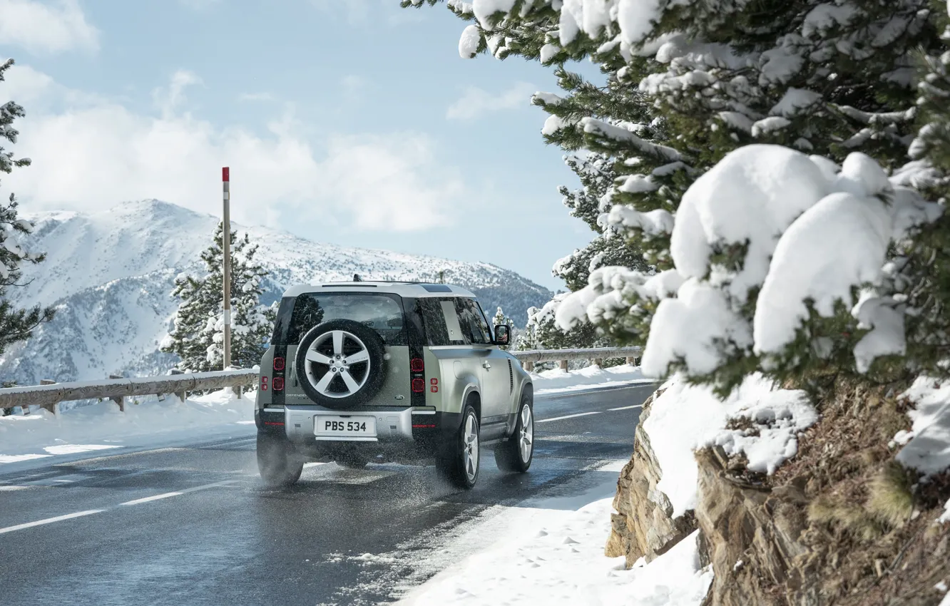 Photo wallpaper snow, Land Rover, snow, Defender, Land Rover Defender, Land Rover Defender 90 D240 SE, 90 …