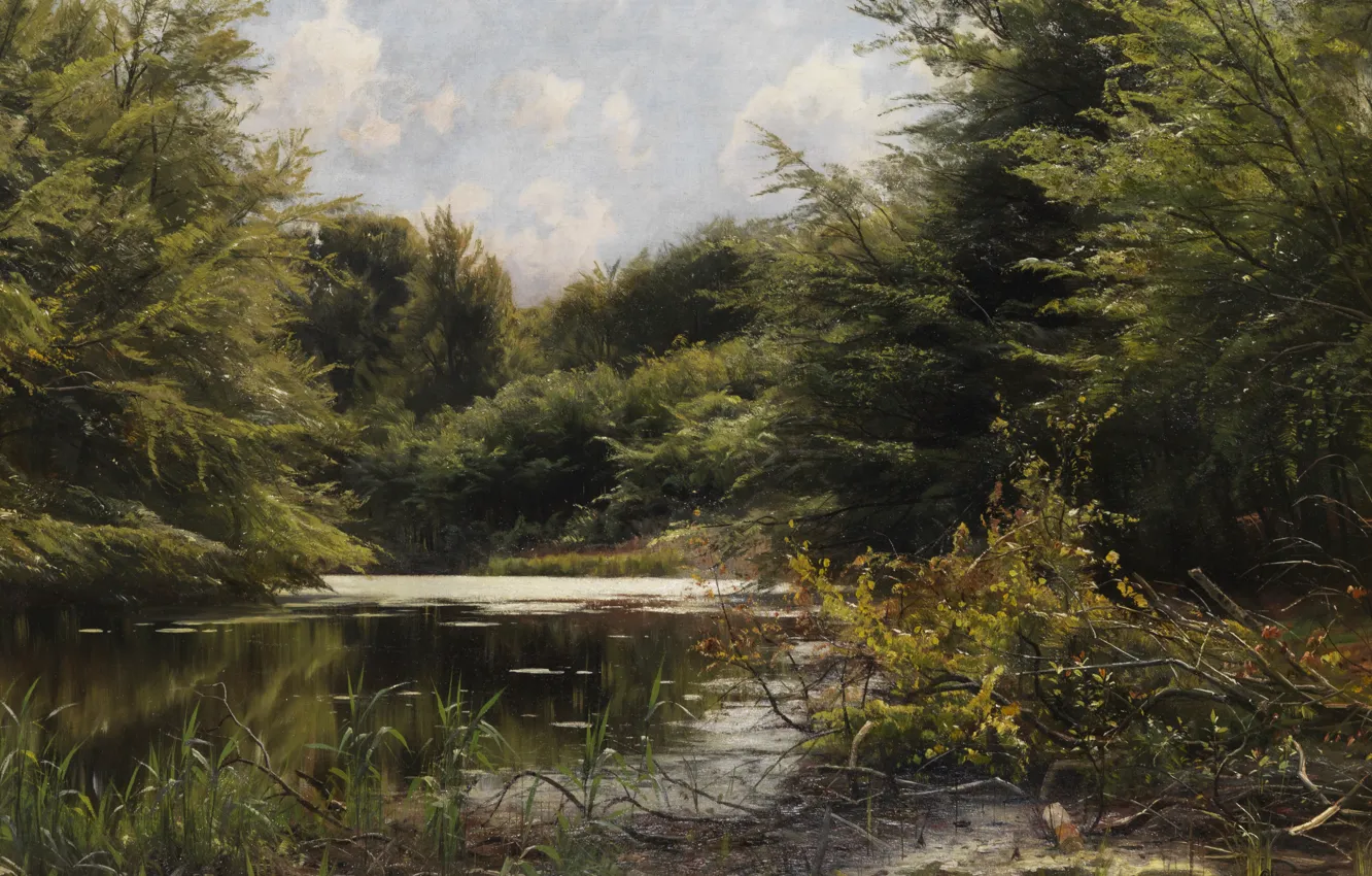 Photo wallpaper Danish painter, 1907, Peter Merk Of Menstad, Peder Mørk Mønsted, Danish realist painter, oil on …
