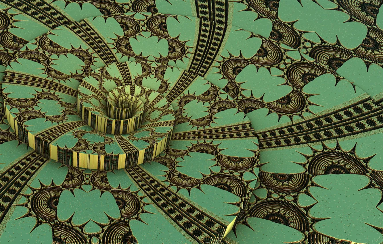 Photo wallpaper green, pattern, curls