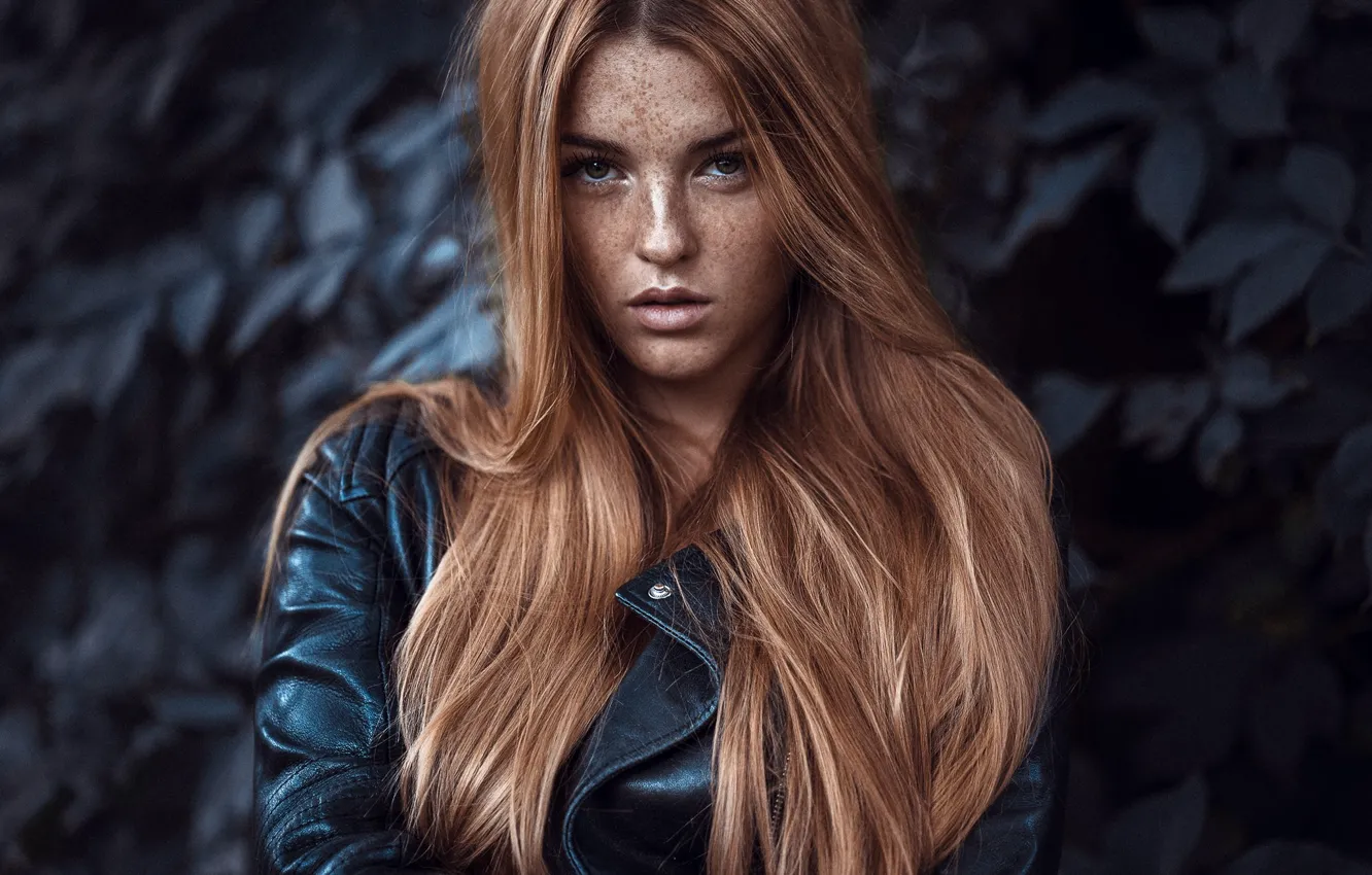 Photo wallpaper look, model, hair, portrait, freckles, red, redhead, freckled