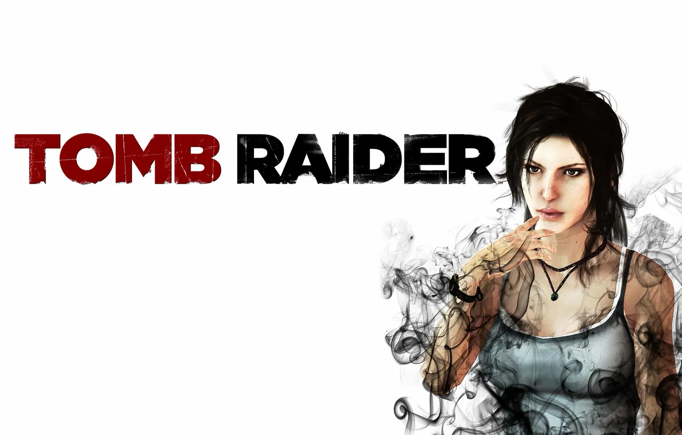 Photo wallpaper smoke, art, Tomb Raider, Lara Croft, Lara Croft