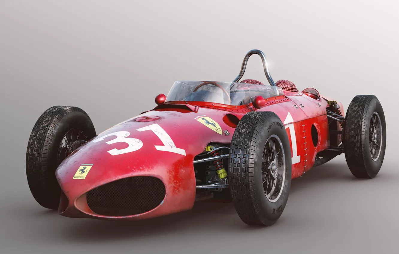 Photo wallpaper red, car, Ferrari 156