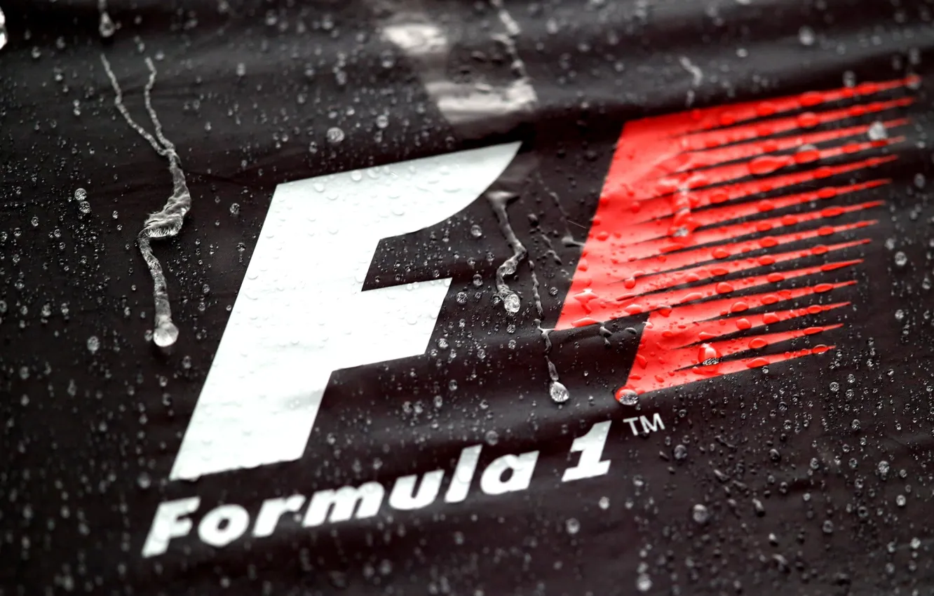 Photo wallpaper logo, formula 1, rain, Typhoon