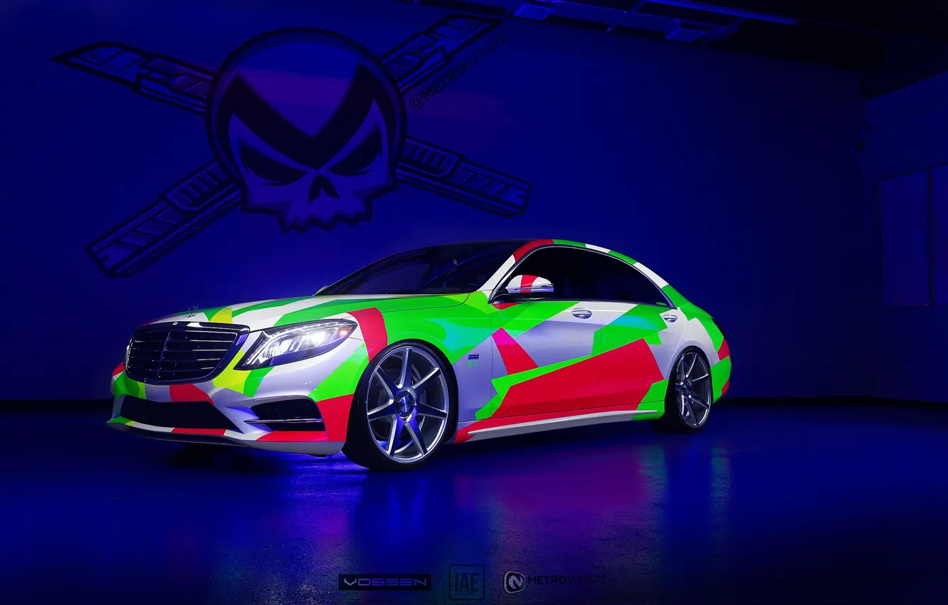 Photo wallpaper Mercedes, Rainbow, Mercedes, Vossen, S-class, The flagship