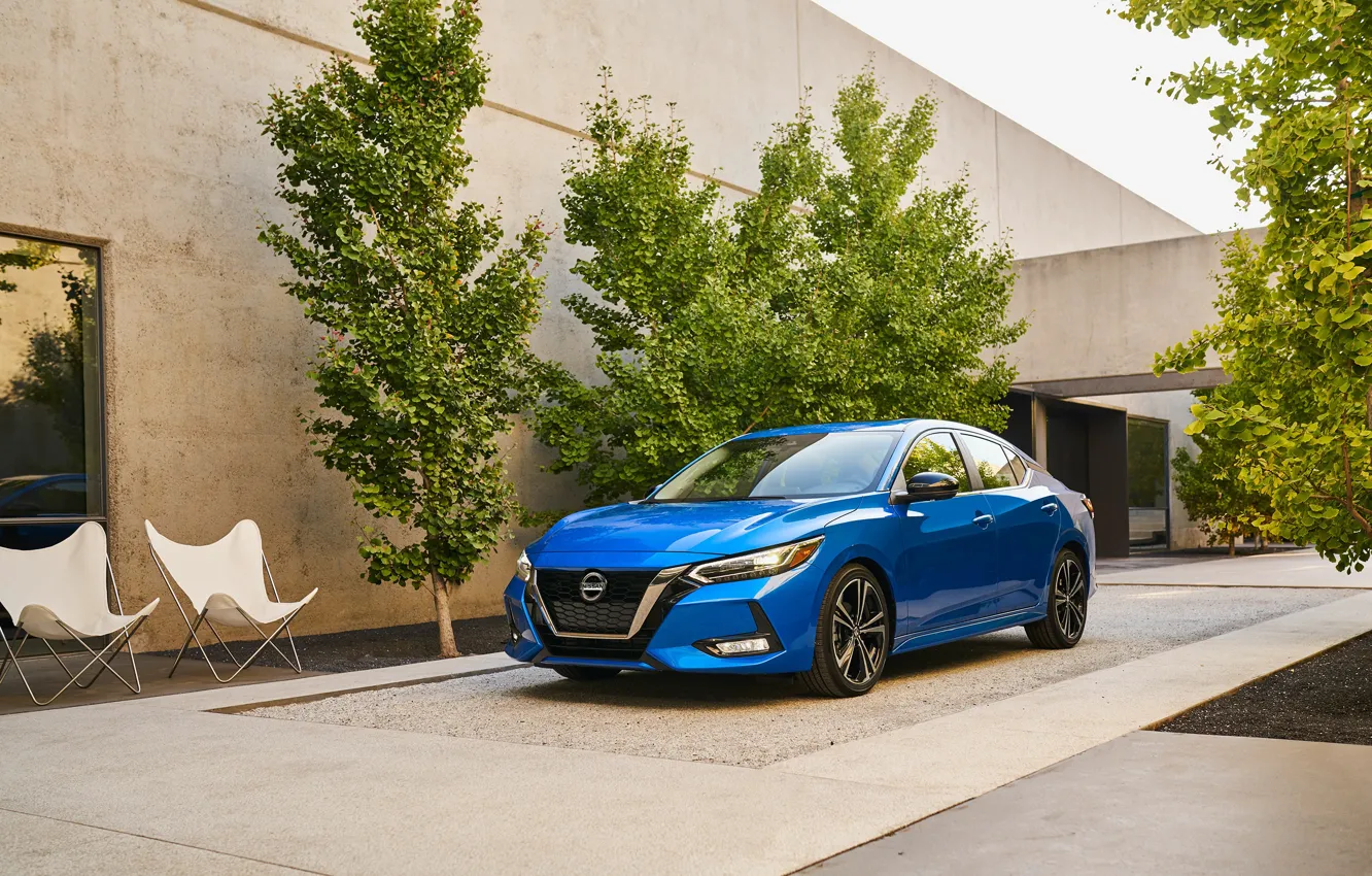 Photo wallpaper auto, blue, Nissan, Sentra