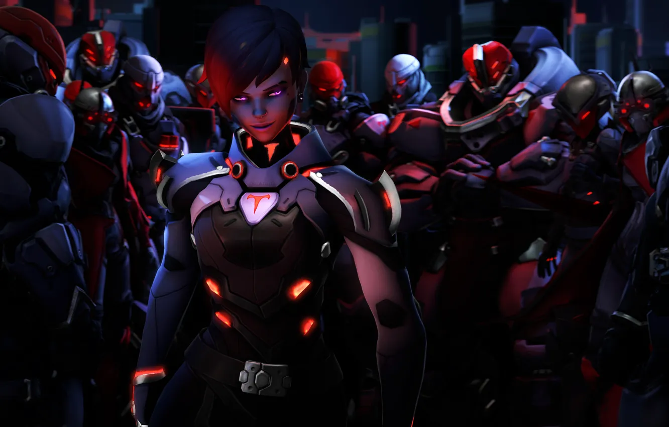 Photo wallpaper girl, rendering, soldiers, hacker, Overwatch, Sombra, Olivia Colomar