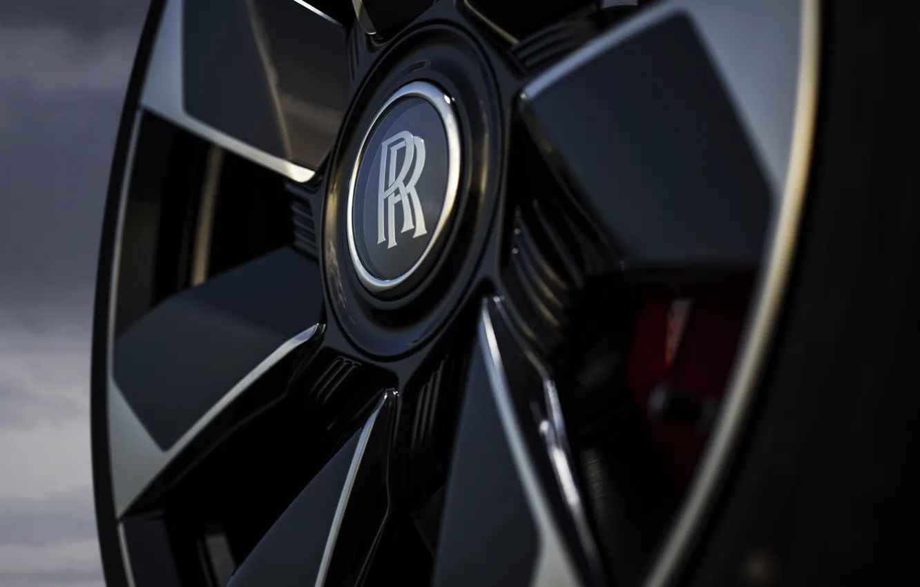 Photo wallpaper Rolls-Royce, logo, close-up, wheel, Rolls-Royce La Rose Noire Droptail