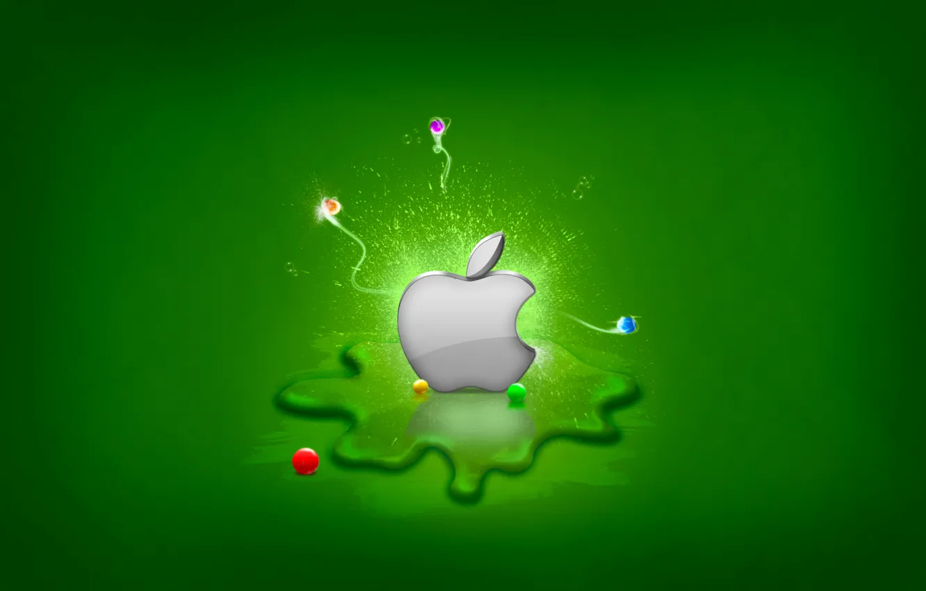 Photo wallpaper greens, Apple, Splash