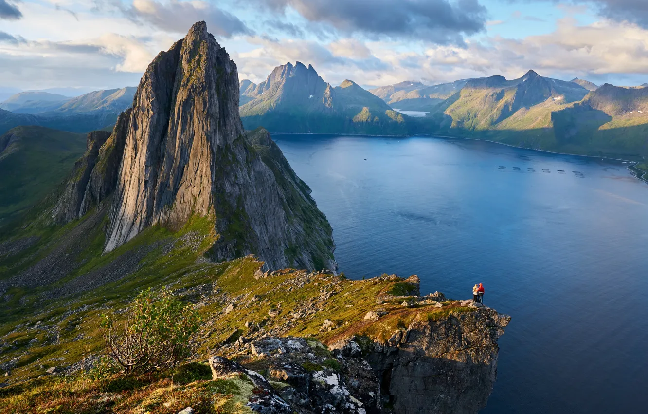 Photo wallpaper mountains, rocks, Norway, the fjord, Sail, Fjordgard