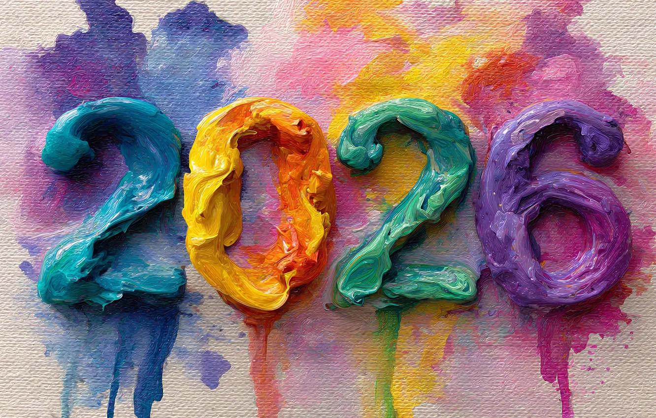 Photo wallpaper new year, figures, date, 2026, AI art, neural network, The year is 2026