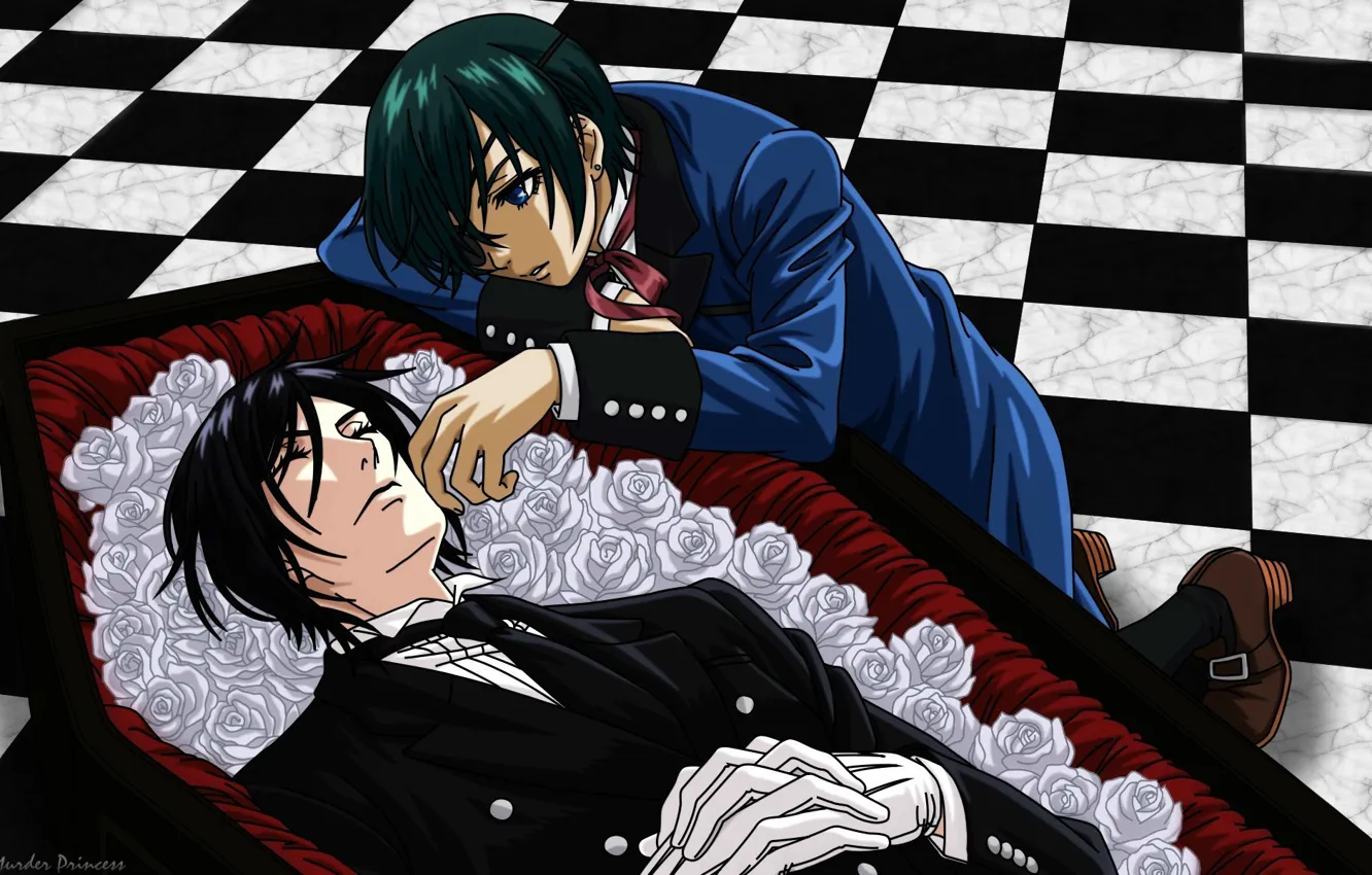 Photo wallpaper goodbye, the coffin, kuroshitsuji, Sebastian Michaelis, Ciel Phantomhive, the devil's Butler