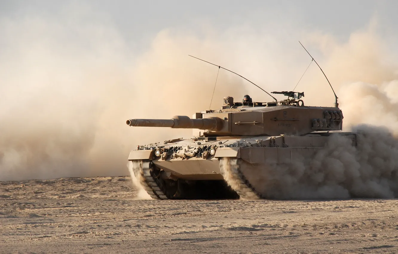 Photo wallpaper sand, dust, tank, combat, armor, Leopard 2 A4