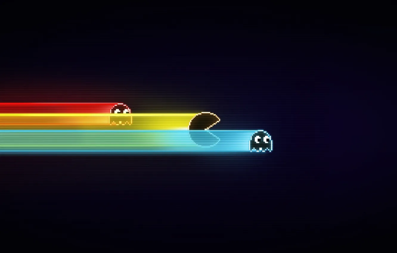 Photo wallpaper the game, minimalism, game, pakmen, minimalism, pacman, the dark background, dark background