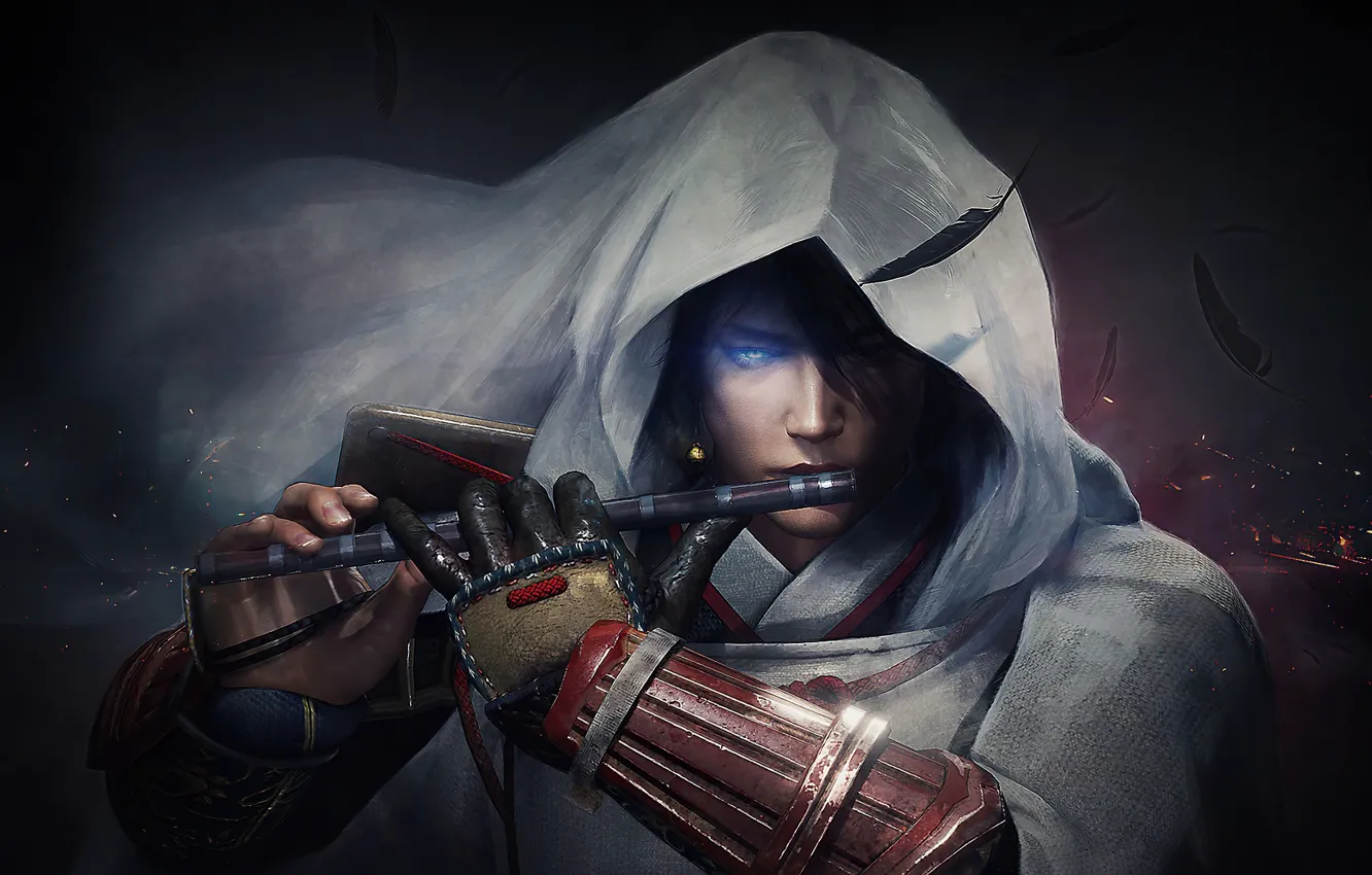 Photo wallpaper look, hood, guy, Nioh 2