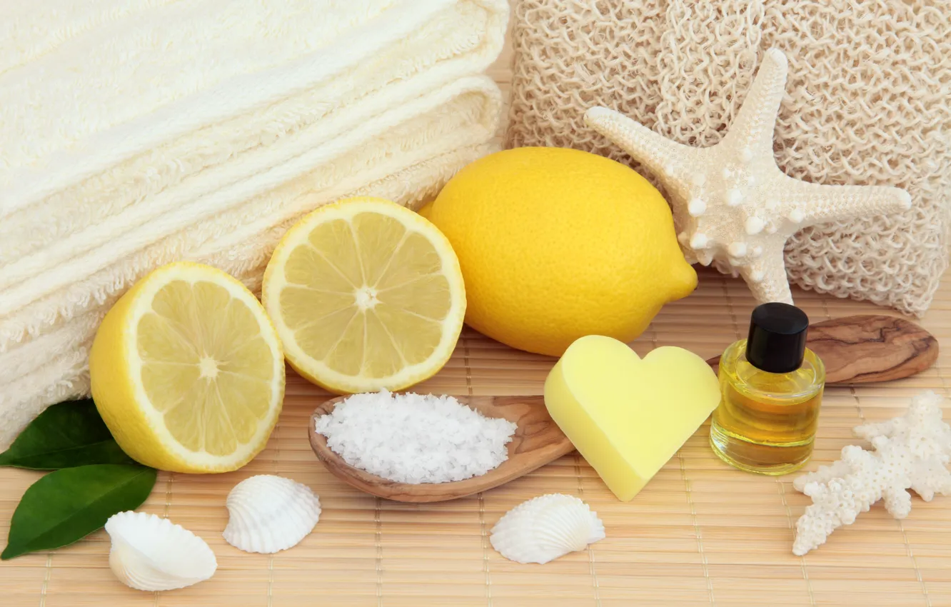 Photo wallpaper lemon, soap, shell, lemon, bath, still life, candle, spa