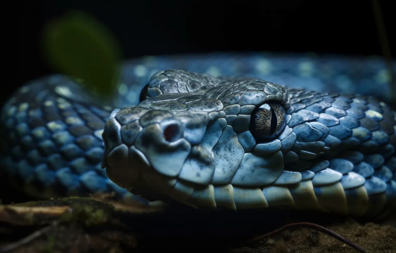 Photo wallpaper eyes, look, face, the dark background, animal, danger, snake, reptile