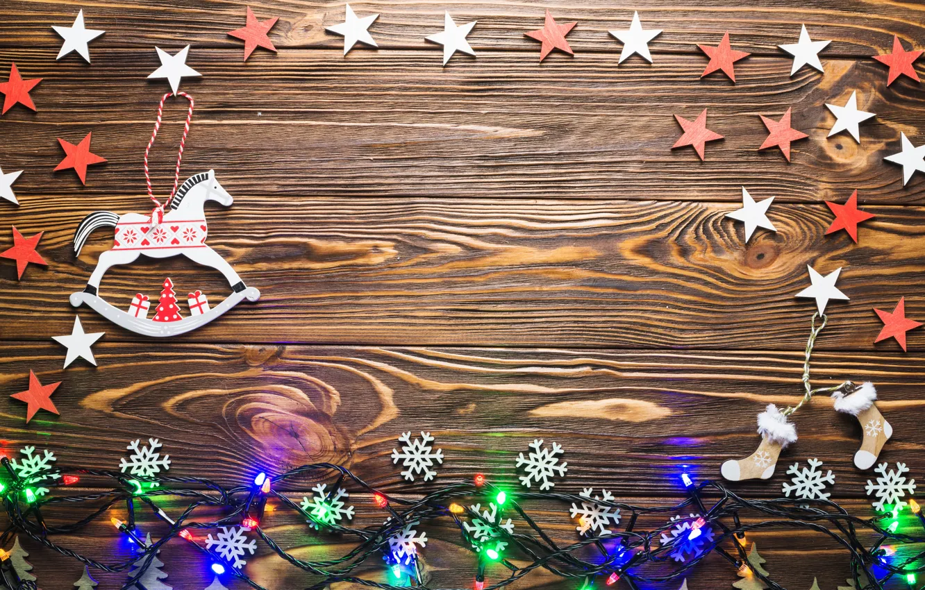 Photo wallpaper stars, garland, horse