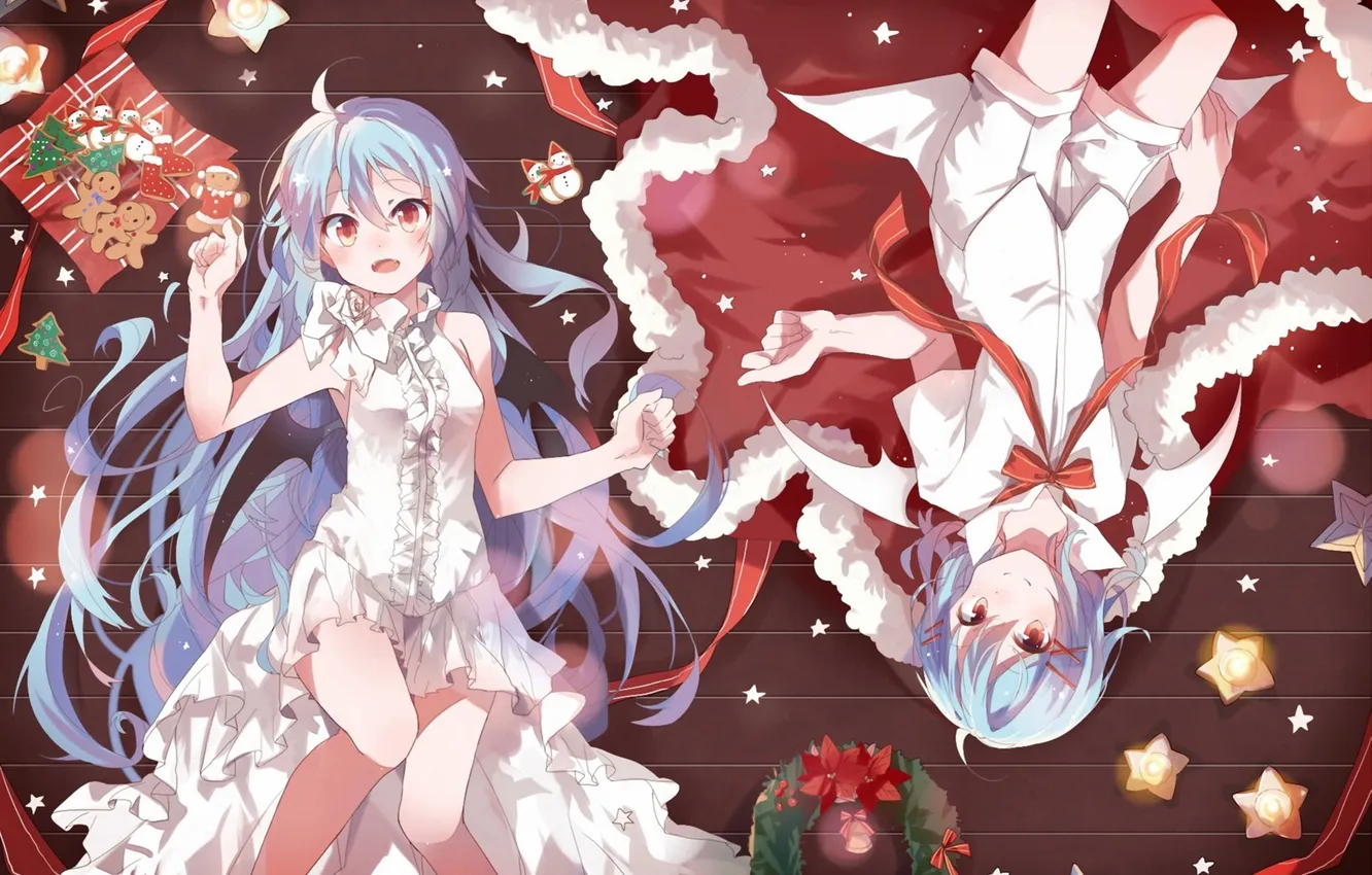 Photo wallpaper decoration, new year, cookies, art, girl, floor, stars, ozeluk