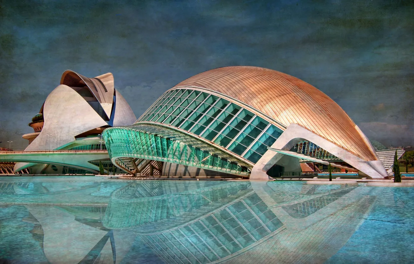 Photo wallpaper the sky, the building, pool, hdr, Spain, Valencia