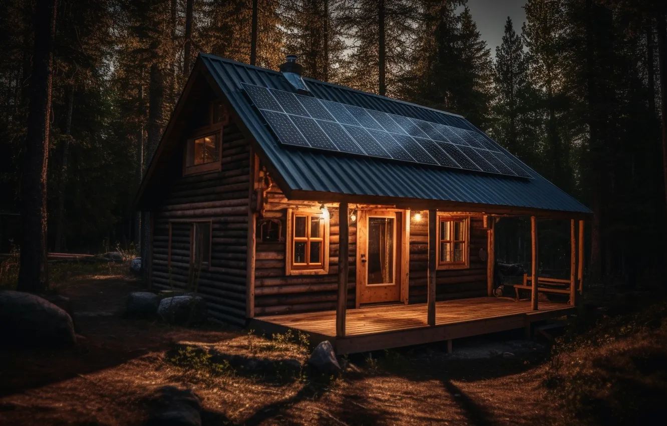 Photo wallpaper forest, light, trees, landscape, night, nature, view, home