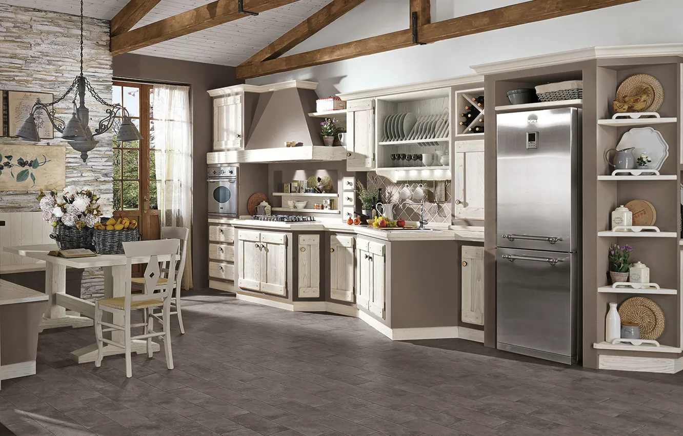 Photo wallpaper style, interior, kitchen, dining room, Italian design