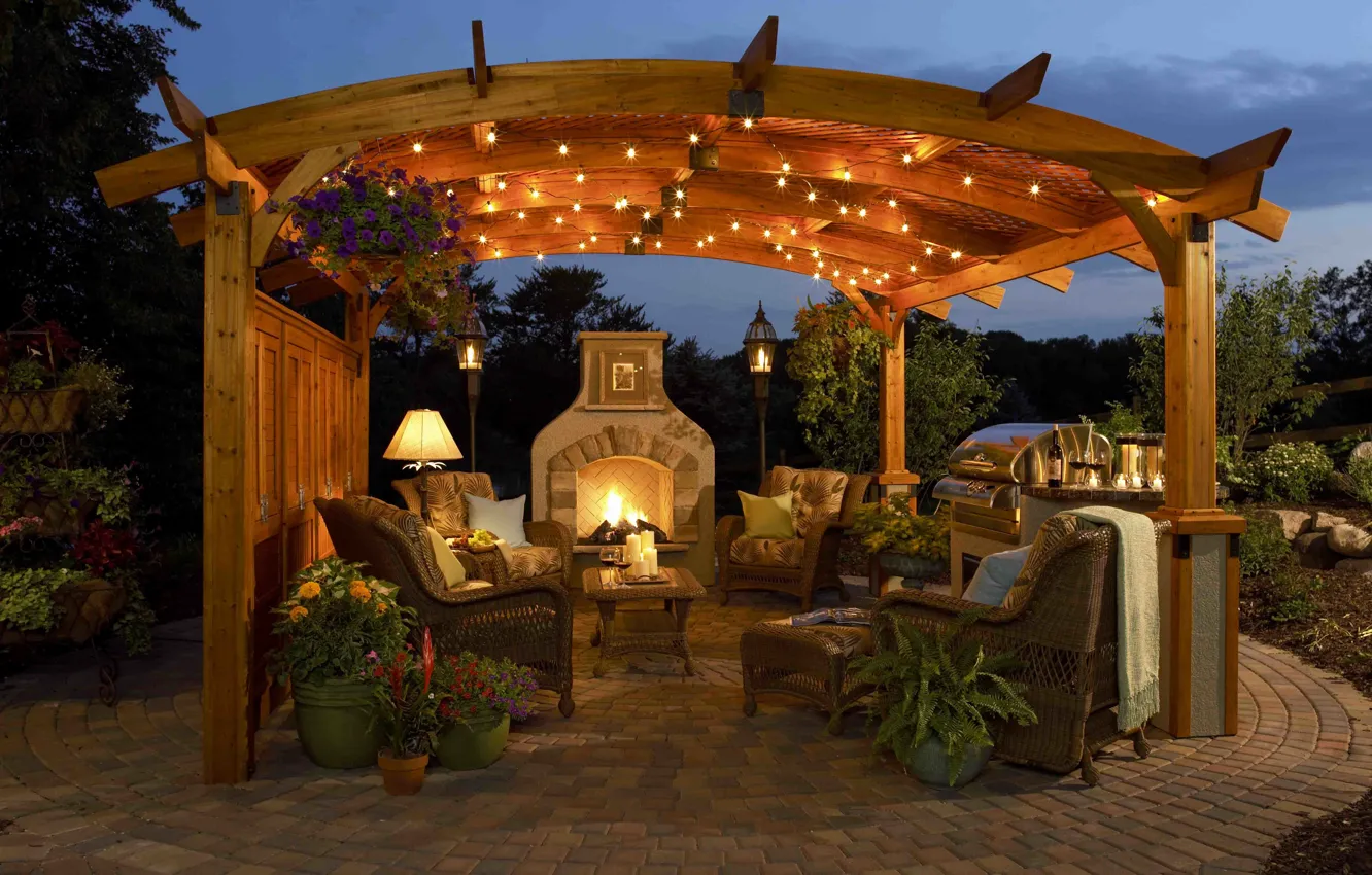 Photo wallpaper design, style, interior, chair, oven, terrace