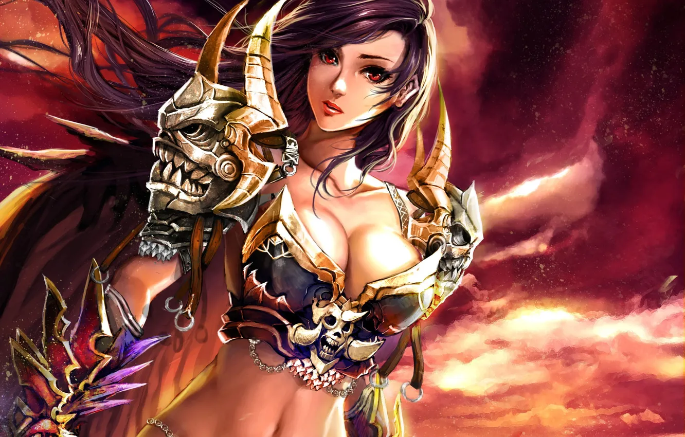 Photo wallpaper chest, look, girl, armor, art, ken