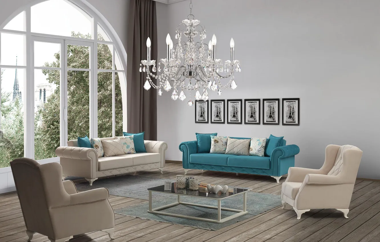 Photo wallpaper room, interior, living room