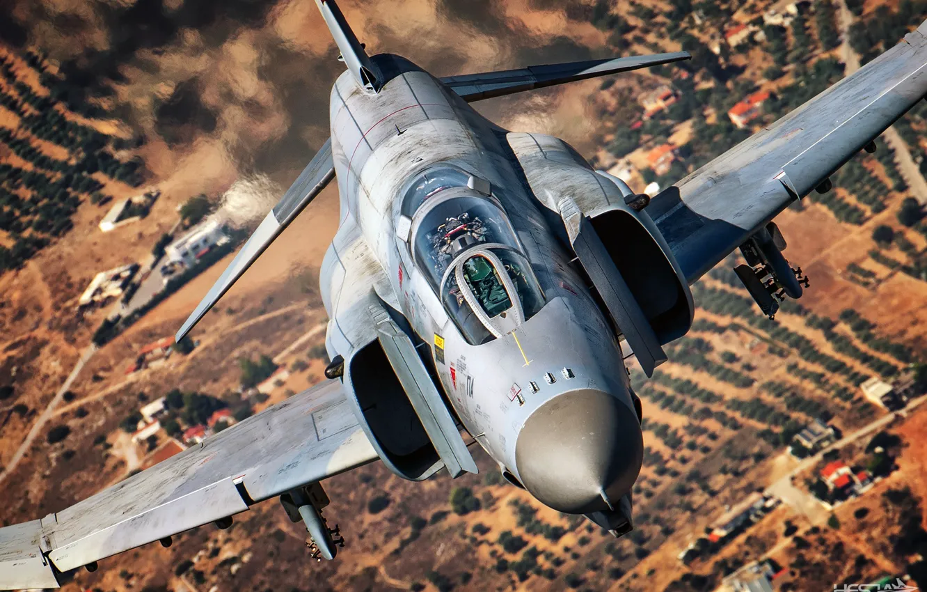Photo wallpaper Fighter, Pilot, F-4 Phantom II, McDonnell Douglas F-4 Phantom II, Cockpit, Greek air force, Hellenic …