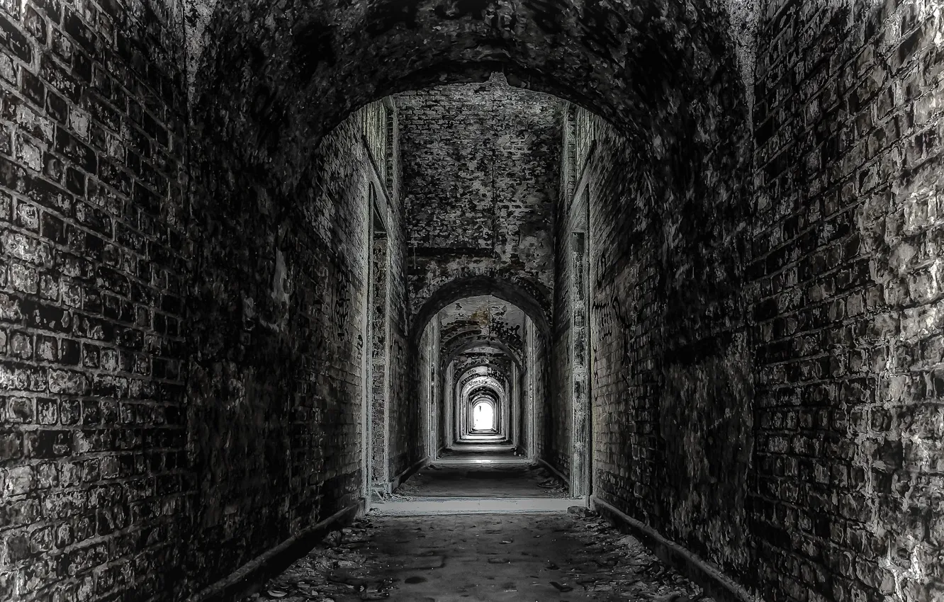 Photo wallpaper wall, corridor, arch, the tunnel