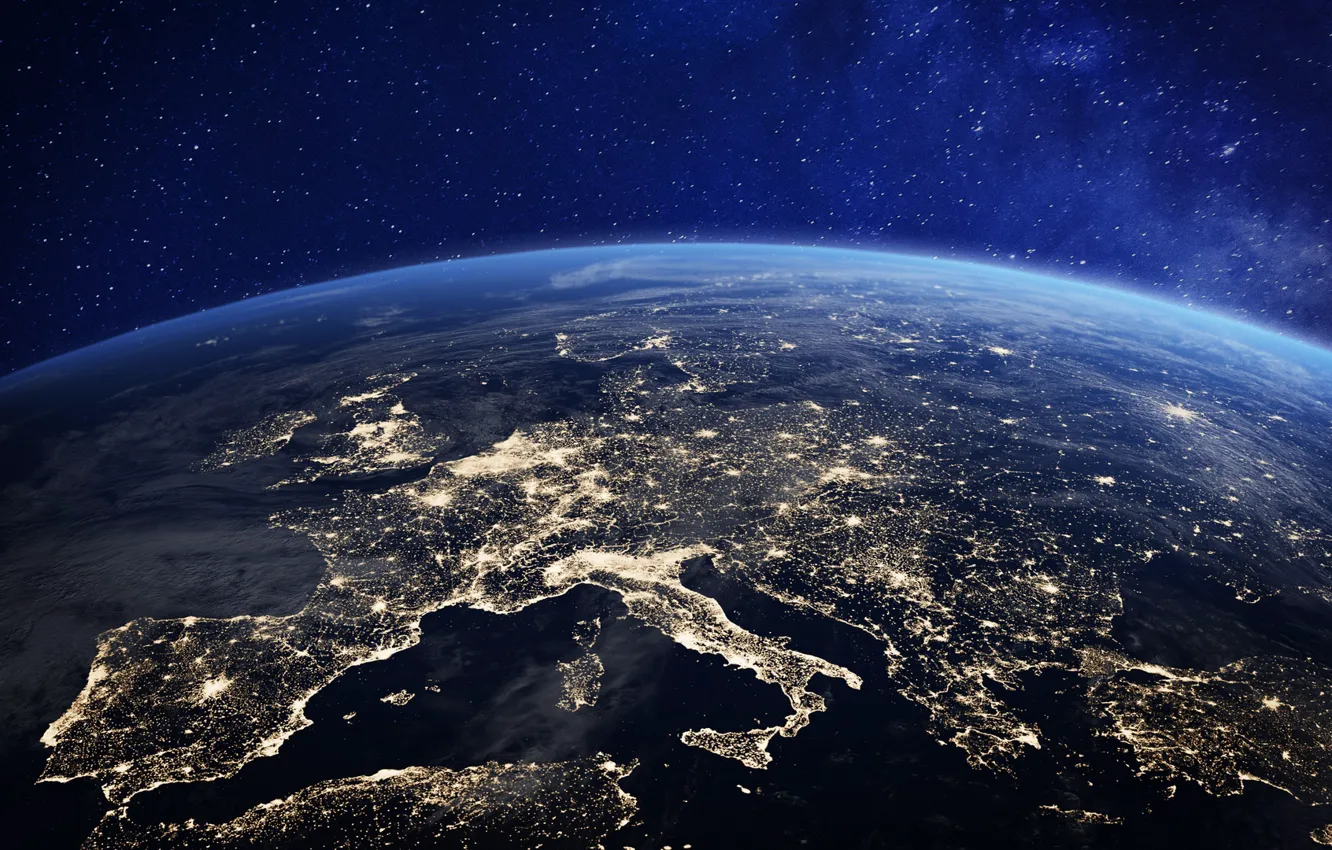 Photo wallpaper lights, Europe, planet earth