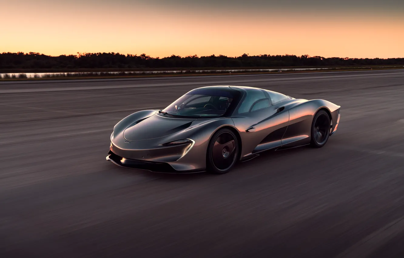Photo wallpaper sunset, McLaren, speed, the evening, supercar, hypercar, 2019, Speedtail