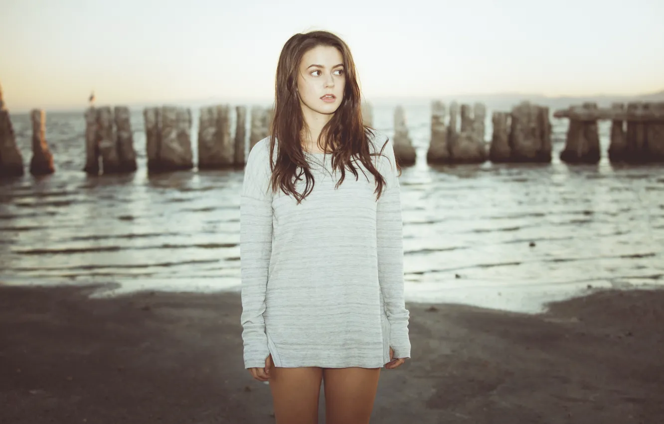 Photo wallpaper sea, beach, girl, feet, singer, rock, Me Myers