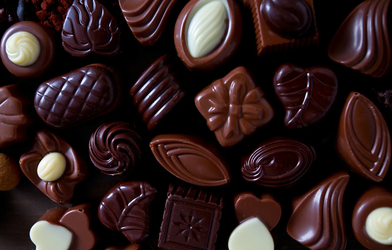 Photo wallpaper candy, sweets, chocolate, closeup, cuts