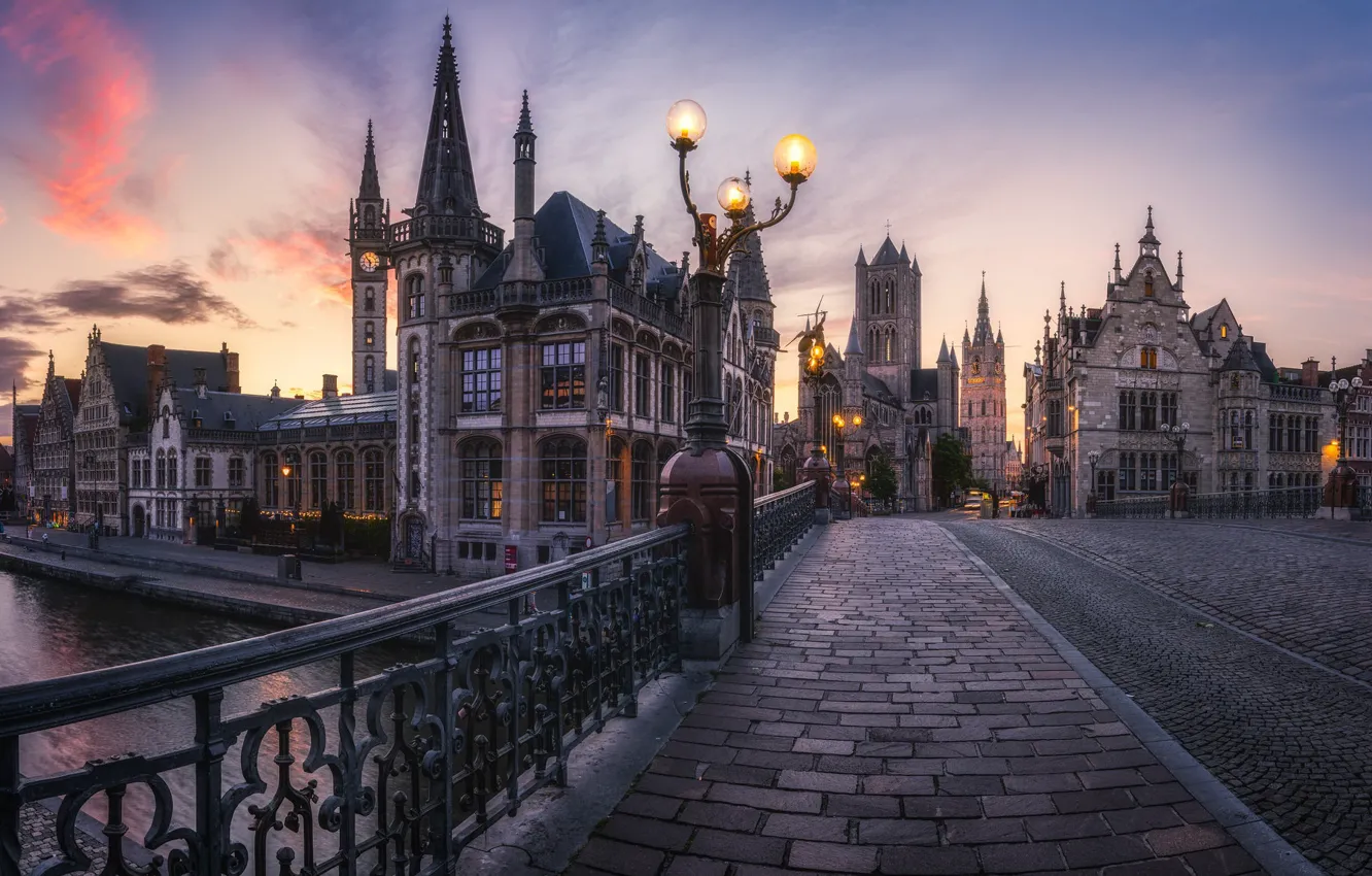 Photo wallpaper Belgium, Gent, St Michael's Bridge