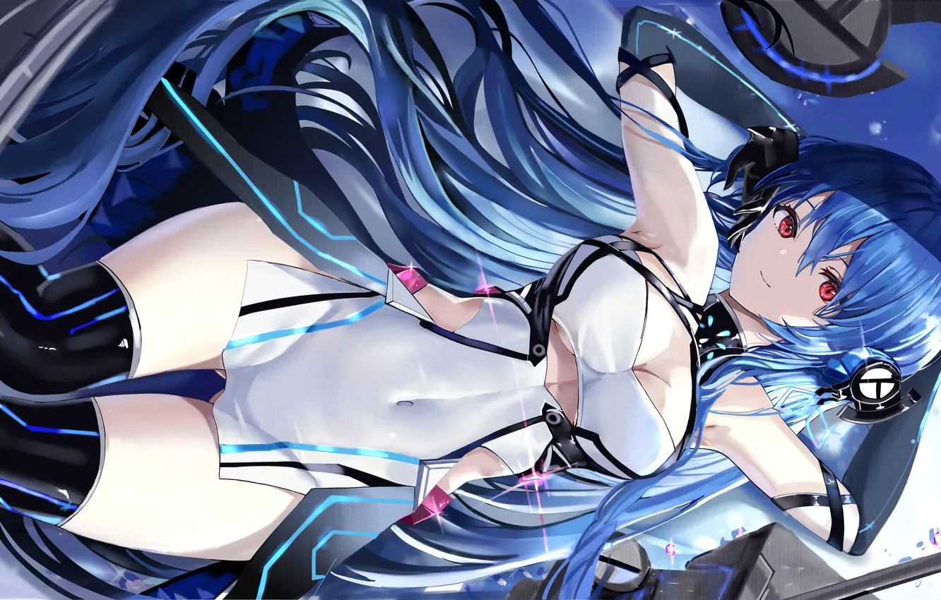 Photo wallpaper girl, sexy, cleavage, thighhighs, long hair, dress, legs, boobs