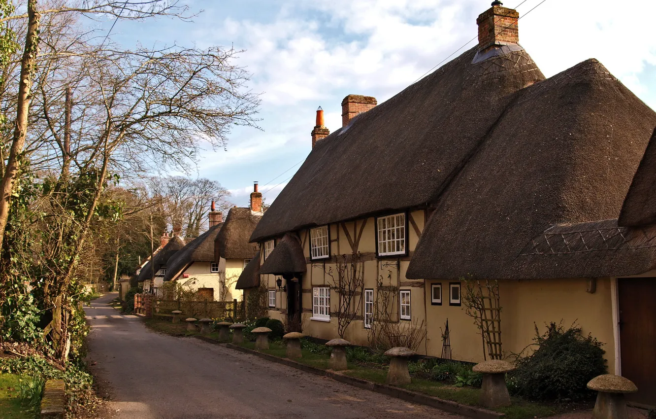 Photo wallpaper the city, photo, England, home, Hamphire, Wherwell