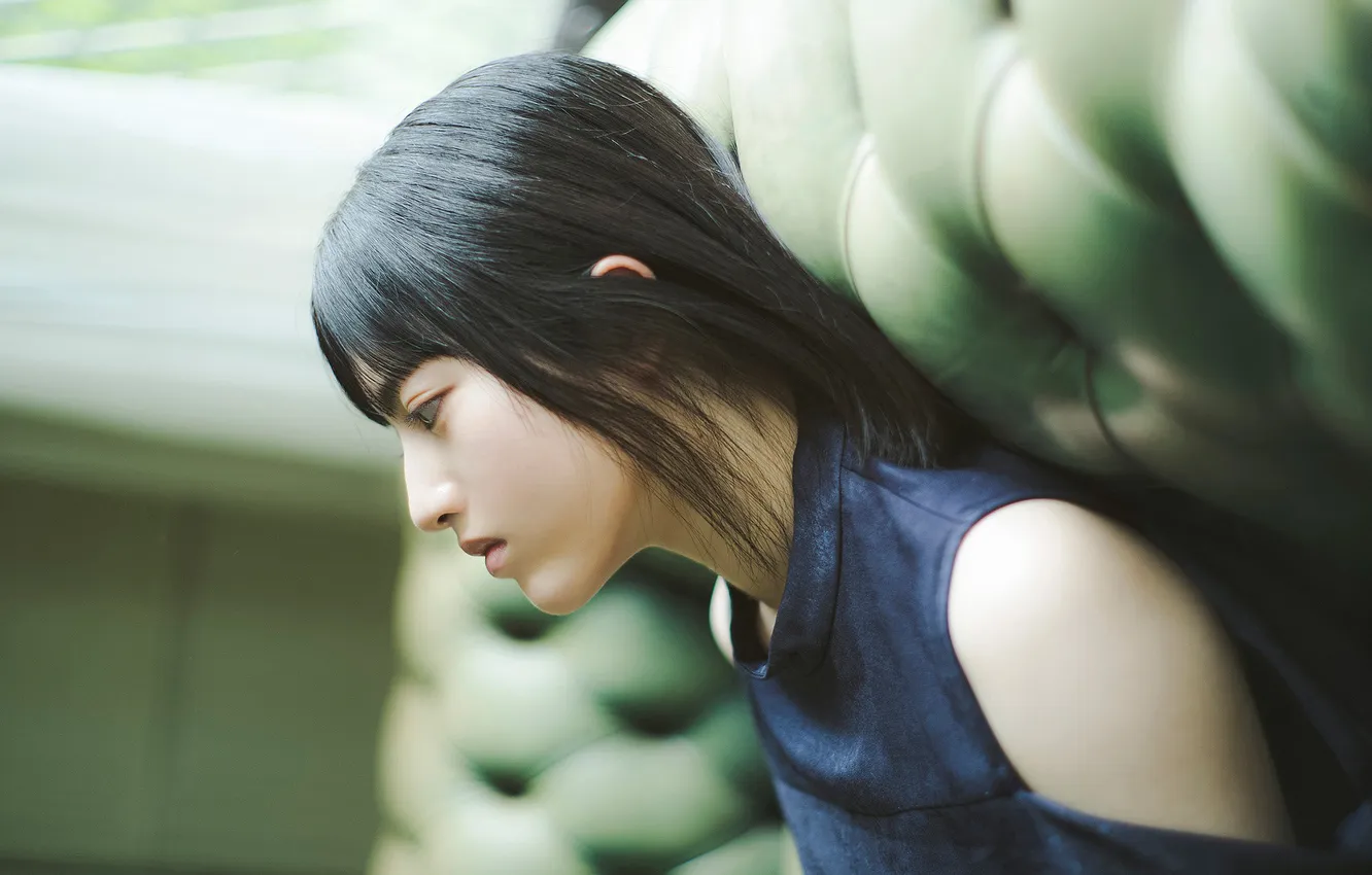 Photo wallpaper woman, beautiful, model, pretty, asian, sofa, cute, sitting