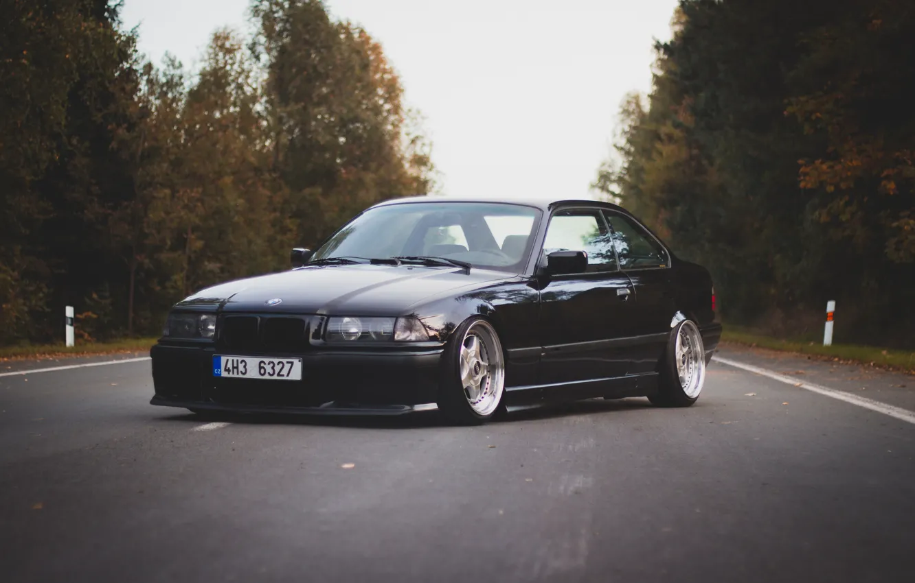 Photo wallpaper Road, BMW, BMW, oldschool, 3 series, E36, Stance