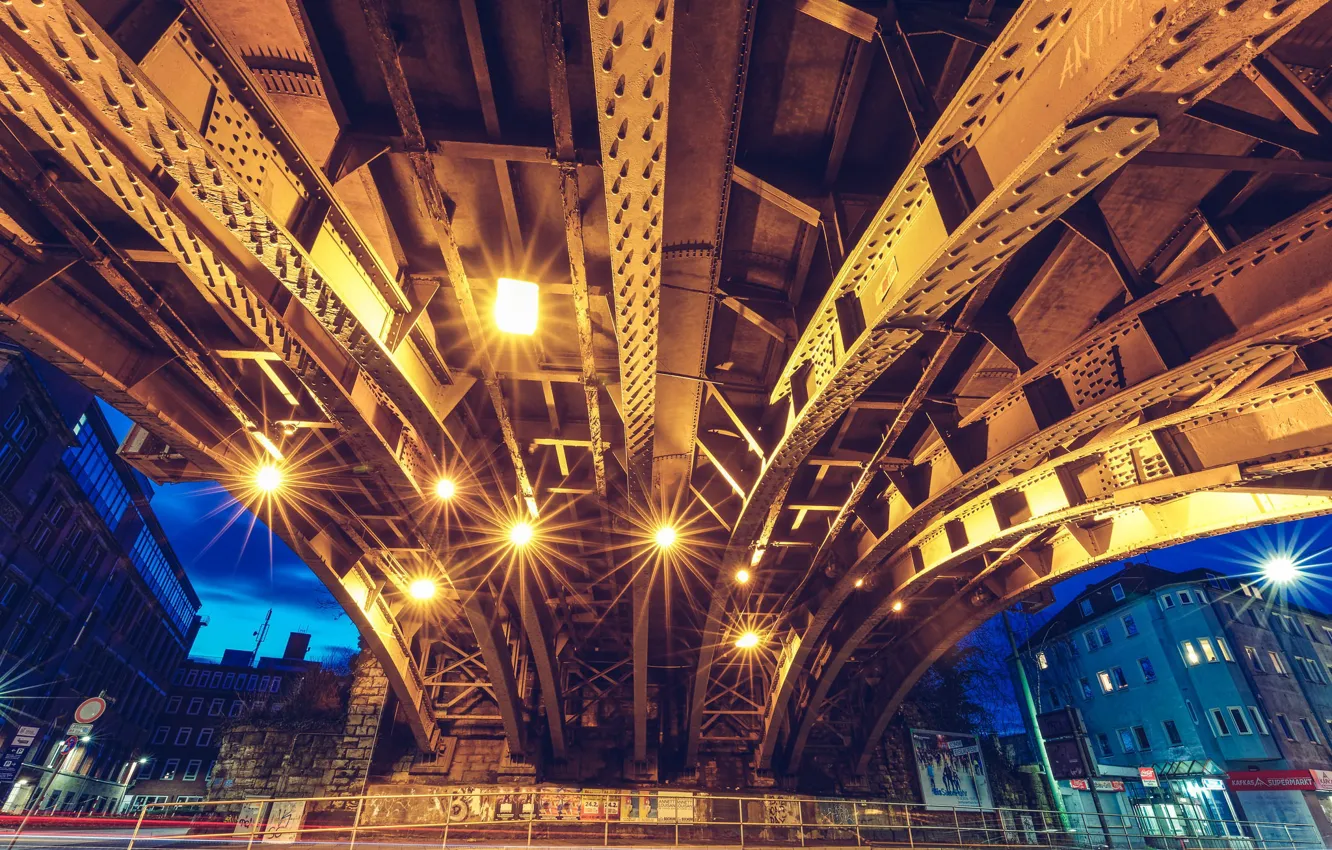 Photo wallpaper bridge, Steel snapper, railway underpass, Bochum