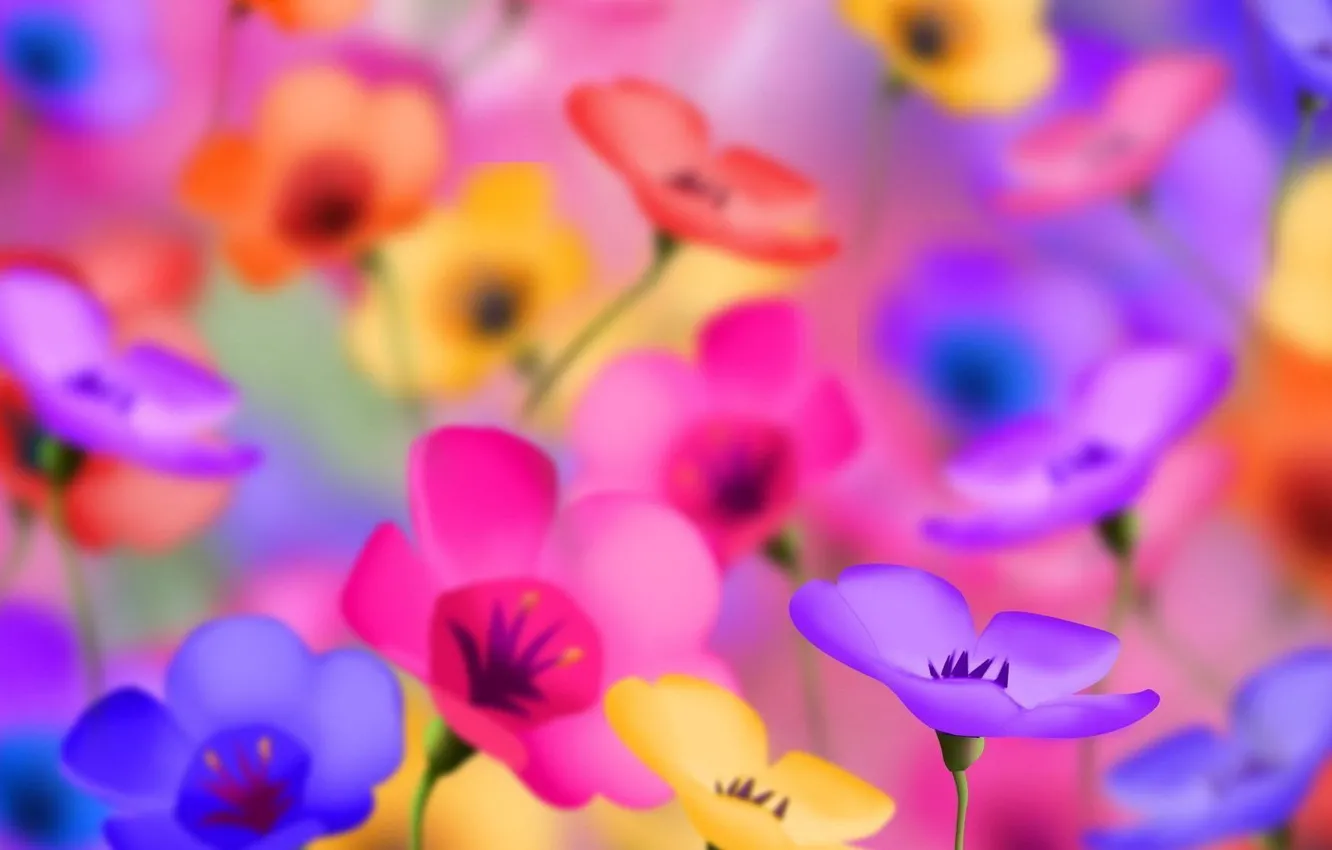 Photo wallpaper field, summer, flowers, mood