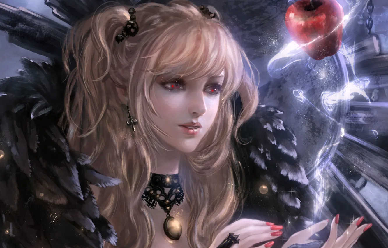 Photo wallpaper girl, Apple, death note, death note, art, rikamello, amane misa