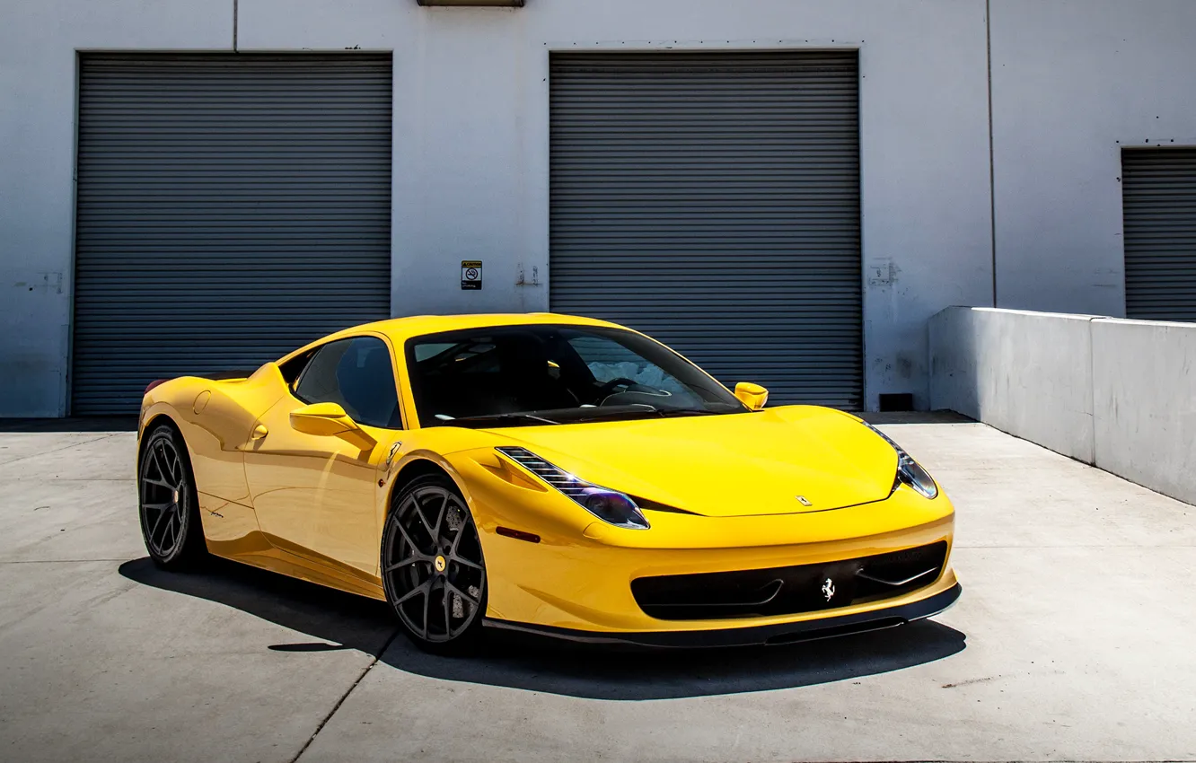 Photo wallpaper Ferrari, 458, italia, yellow, front
