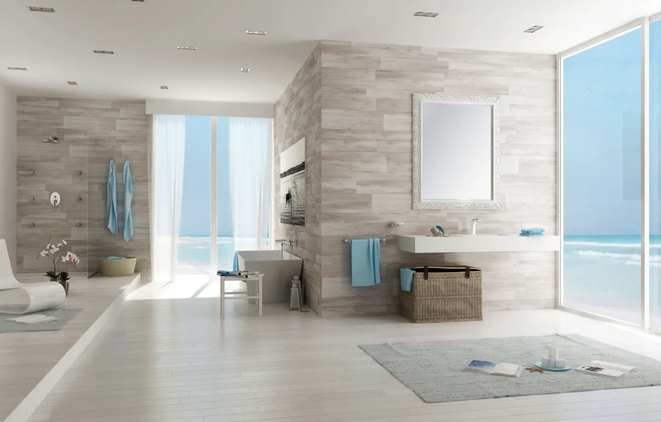 Photo wallpaper design, style, interior, luxury bathroom