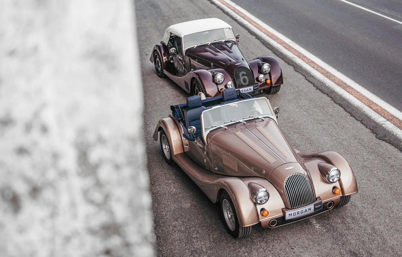 Photo wallpaper road, cars, Morgan, Morgan Plus Six, Plus Six, Plus Four, Morgan Plus Four