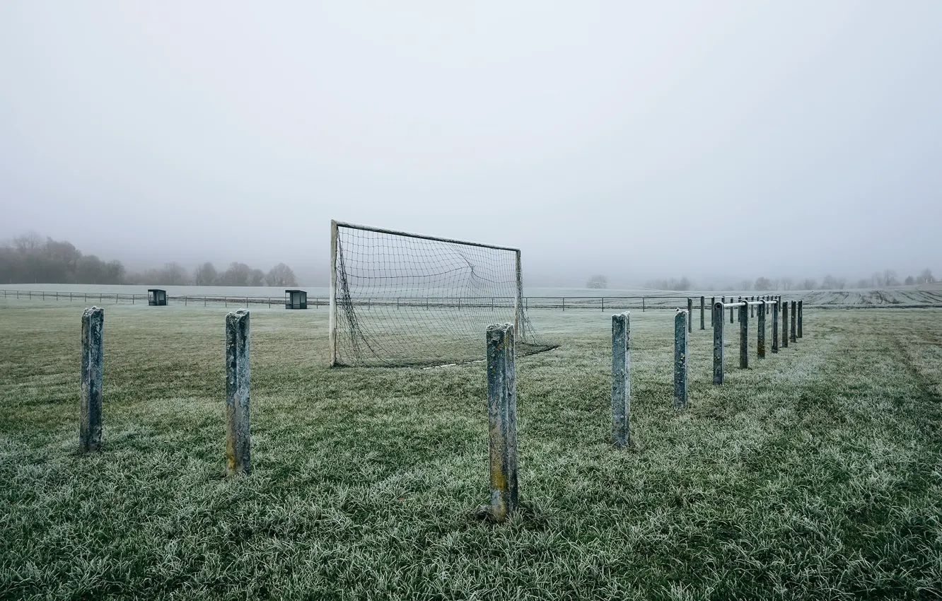 Photo wallpaper field, football, gate