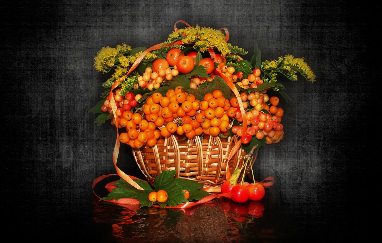 Photo wallpaper flowers, mood, beauty, basket, beautiful, beautiful, Rowan, beauty